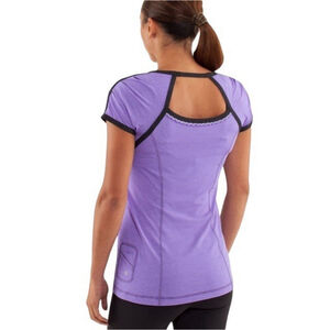 Lululemon Run: Team Spirit Tech Shirt Women Sz 6 Purple Pocket Running Gym EUC